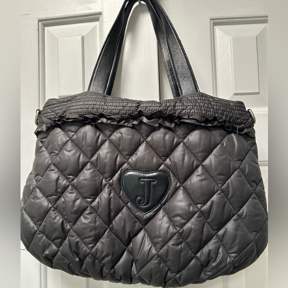 Juicy Couture Vintage Y2K Black Quilted Puffer Multipocket satchel/tophandle bag